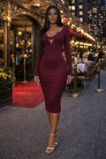 House of Fresh-2 Vici full-length dress shown in the image, featuring a flowing fabric and elegant design.