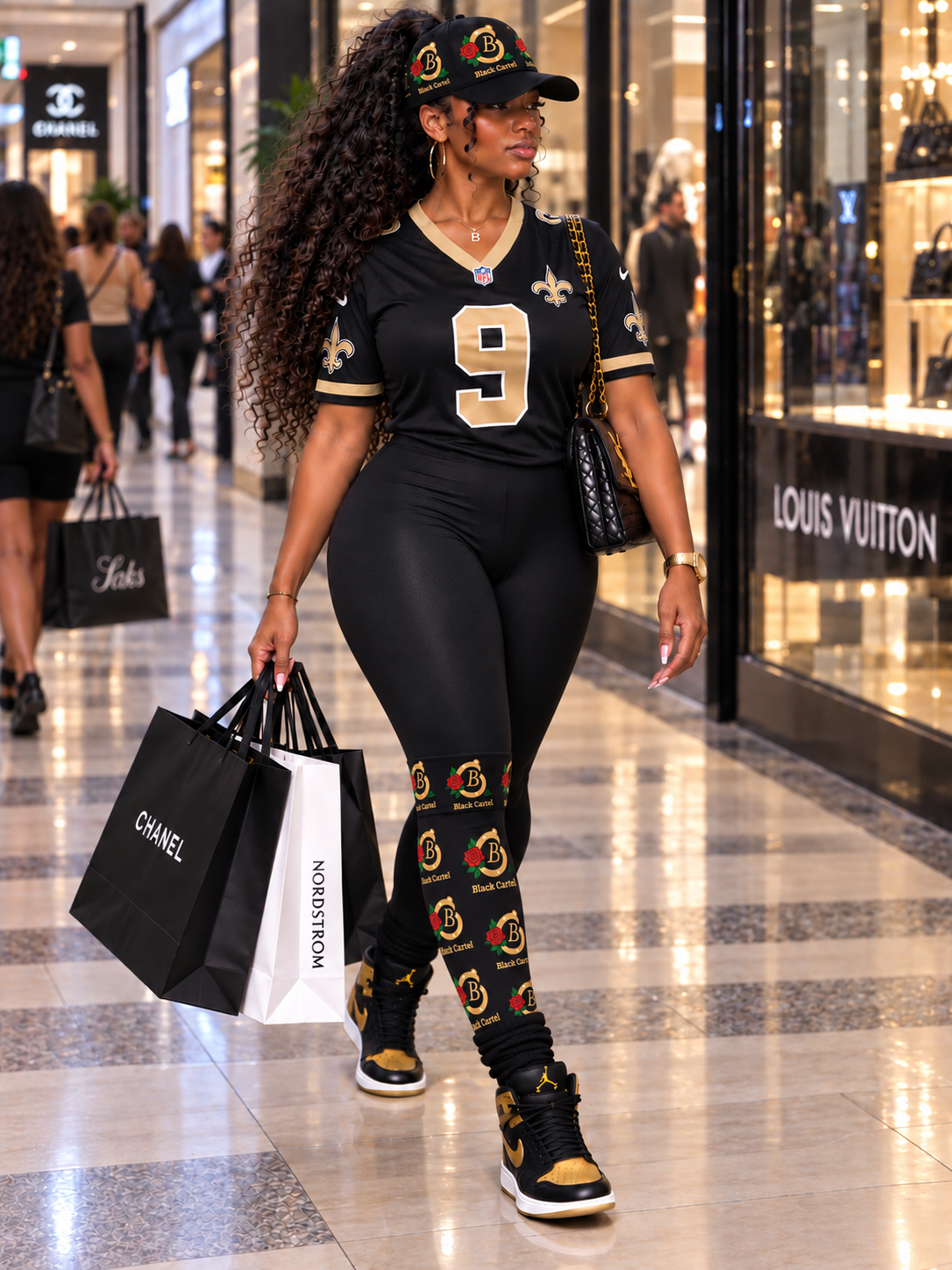 Black women's cartel leggings by House of Fresh-2, showcasing a stretchy, fitted design with a high waist and sleek fabric.