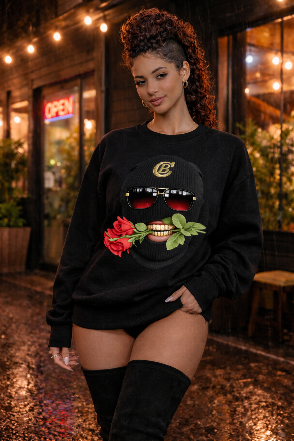 Black House of Fresh-2 ski mask with bold design, featuring the Cartel logo, perfect for winter outdoor activities.