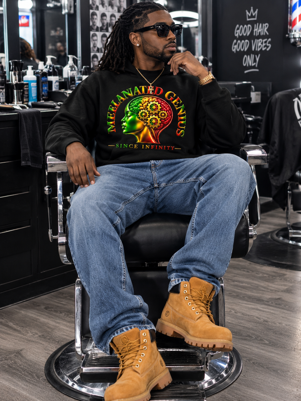 Melenated Genius by House of Fresh-2, stylish apparel with bold design and vibrant colors, displayed on a mannequin.