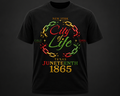 House of Fresh-2 City of Life Juneteenth commemorative poster featuring vibrant artwork and bold colors.