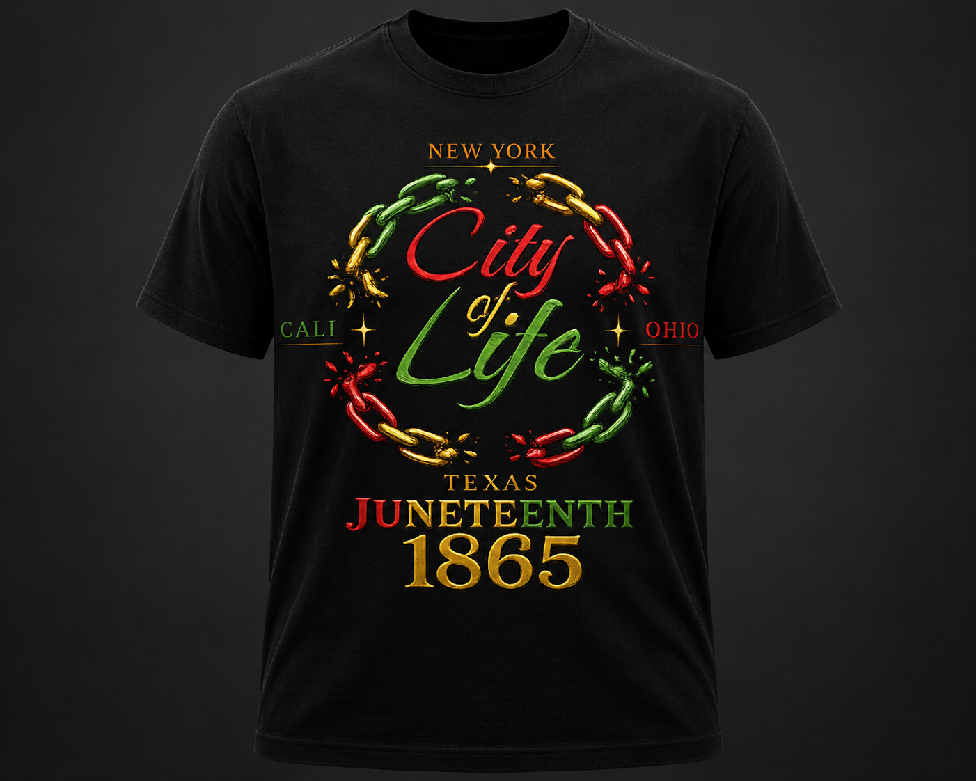House of Fresh-2 City of Life Juneteenth commemorative poster featuring vibrant artwork and bold colors.