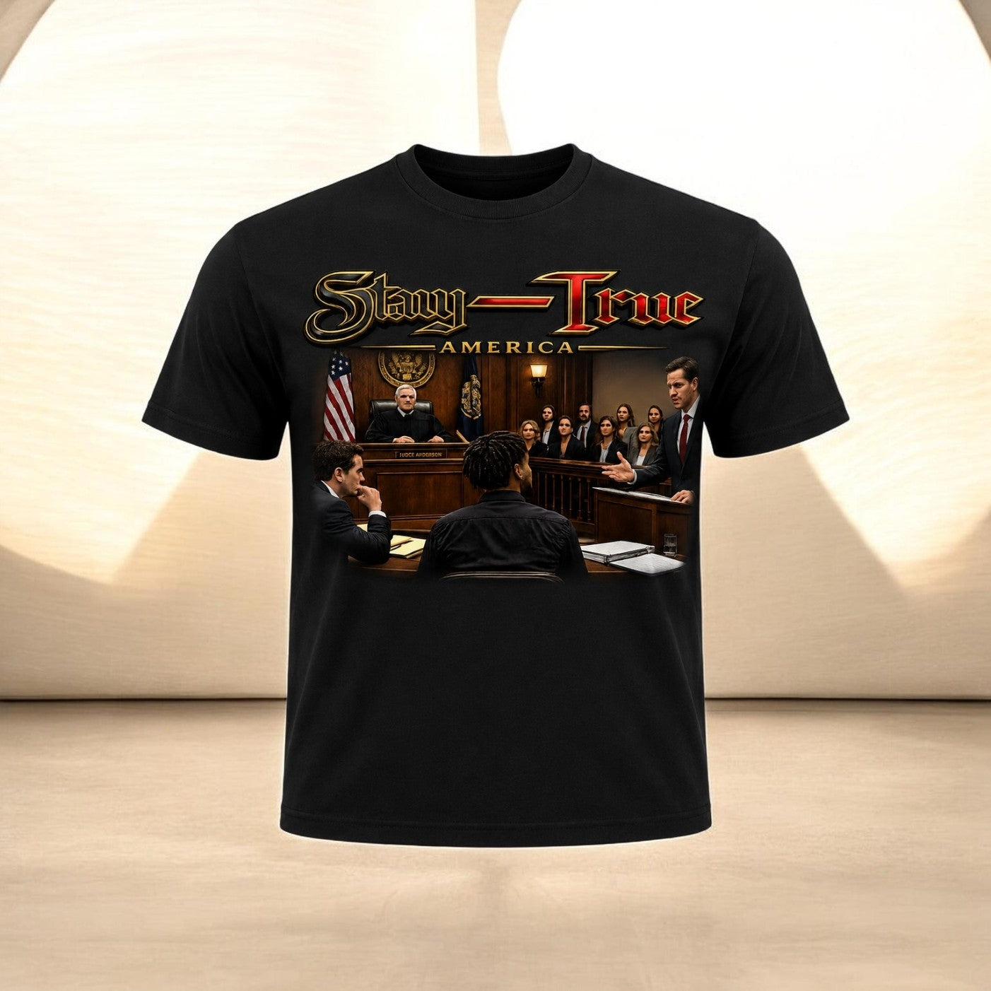 Stay-True America Chapter 11 T-shirt by House of Fresh-2, featuring patriotic design with bold text and vibrant colors.